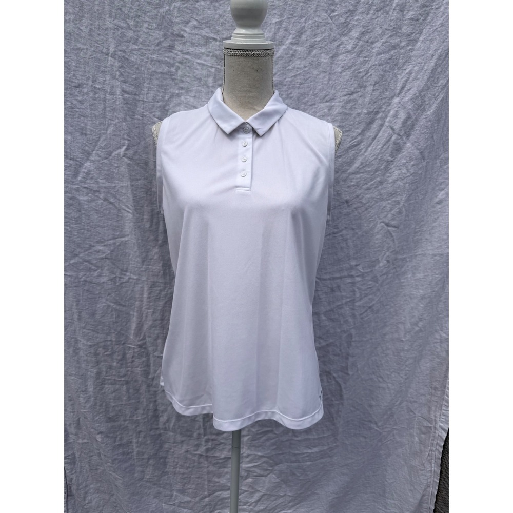 Nike Polo Shirt Women White Sleeveless Dri-FIT Golf Tennis Large
